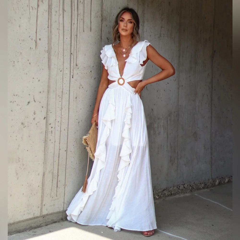 Vici Soleil Cutout Ruffle Maxi Dress - Picture 1 of 4